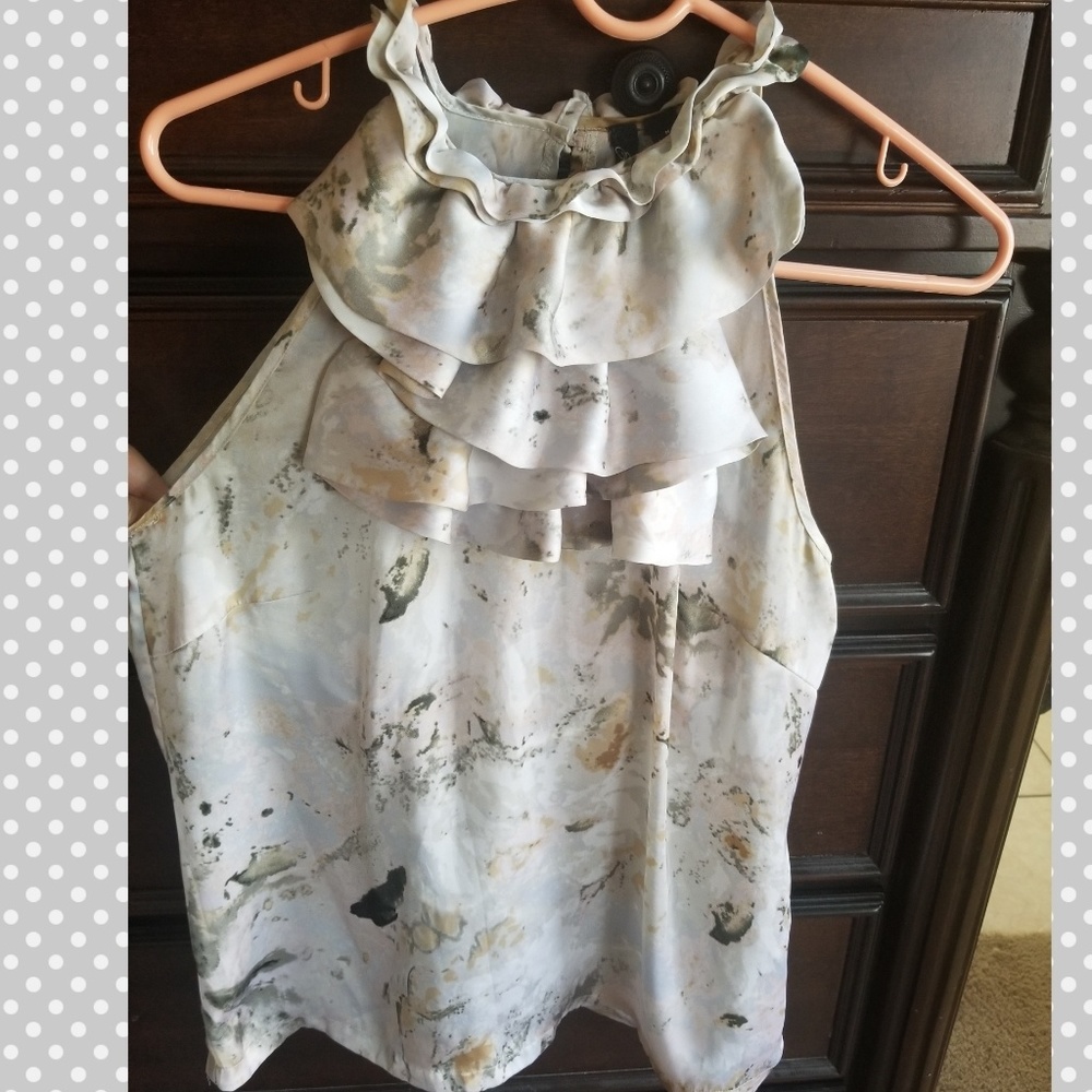 High ruffle neck halter top